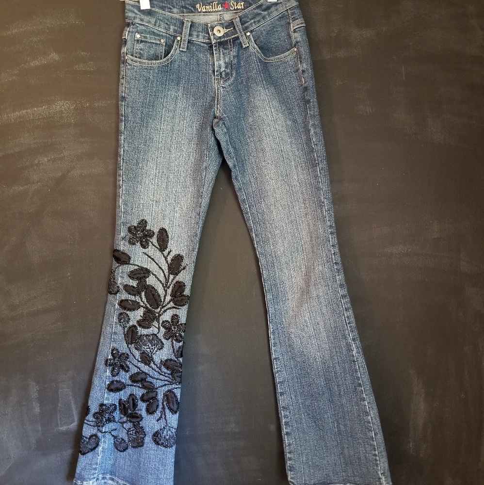 Vanilla Star Embroidered & Beaded Jeans